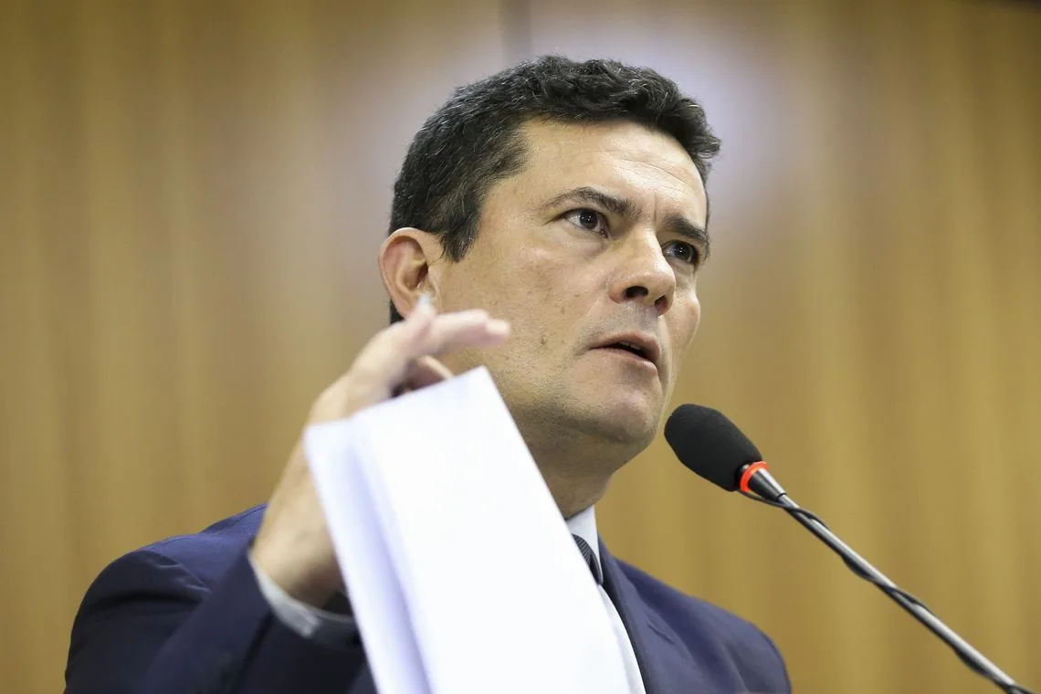 O ministro da Justiça e Segurança Pública, Sergio Moro, durante entrevista coletiva, após reunião com governadores e secretários estaduais de Segurança Pública para apresentar o Projeto de Lei Anticrime.