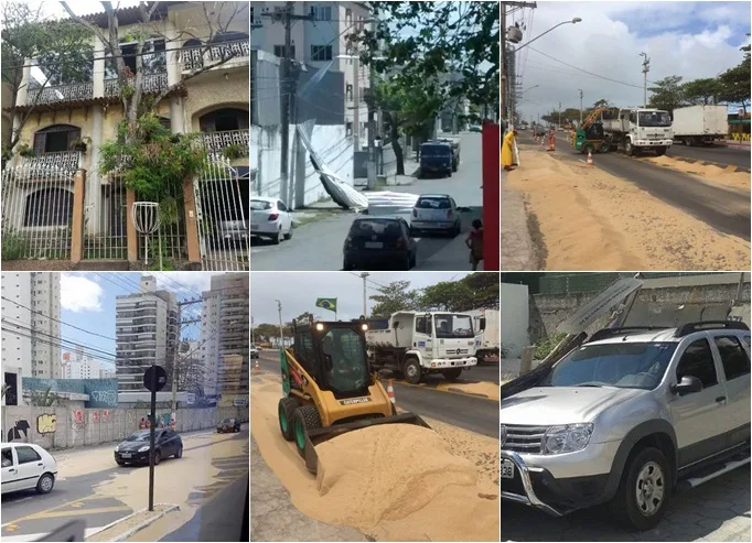 Árvores caídas e muita areia em avenidas: veja os estragos causados pelos fortes ventos no ES