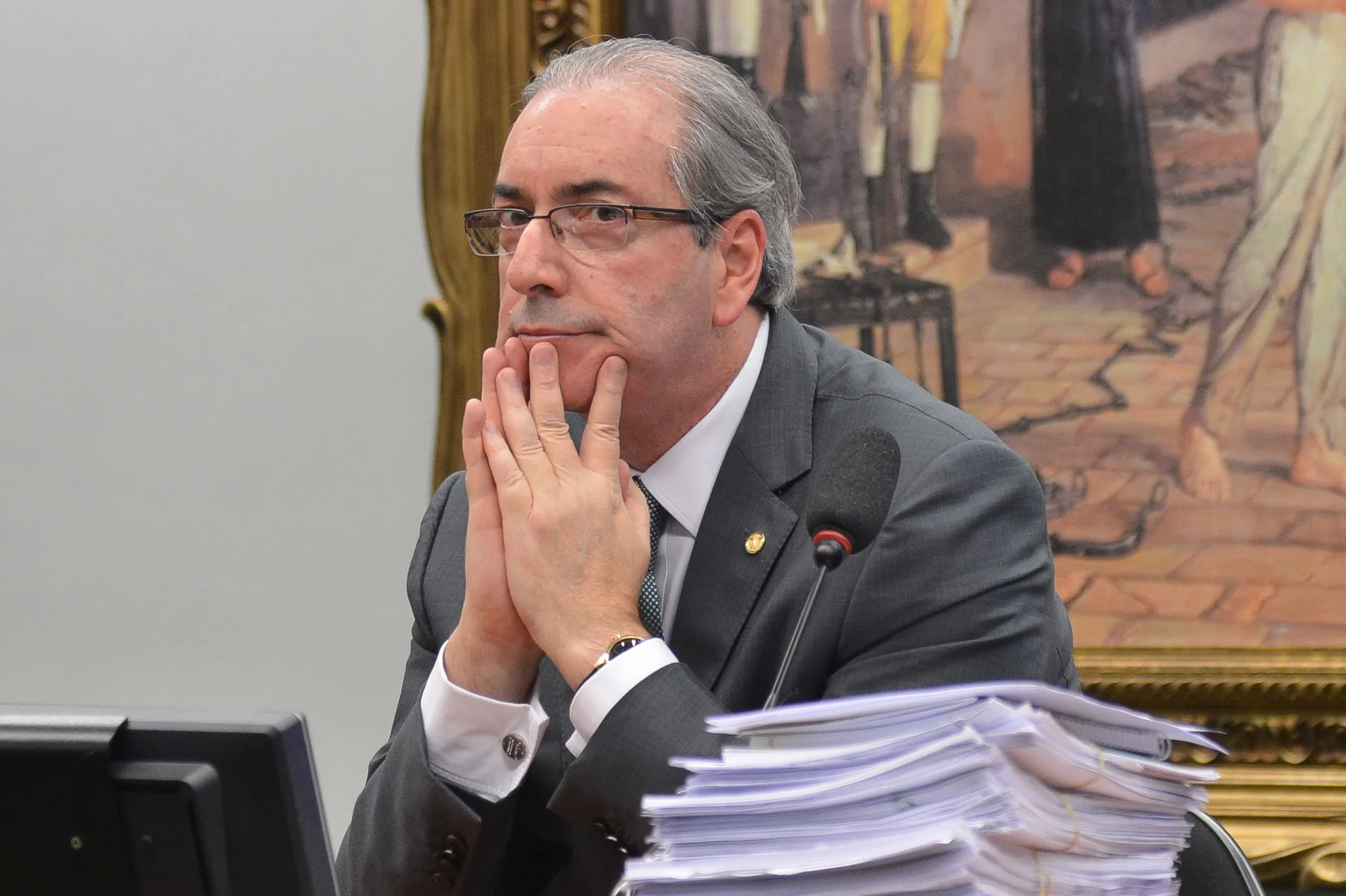 Brasília – O deputado afastado Eduardo Cunha (PMDB-RJ) durante reunião da CCJ da Câmara que analisa recurso sobre sua cassação aprovada no Conselho de Ética (Antonio Cruz/Agência Brasil)