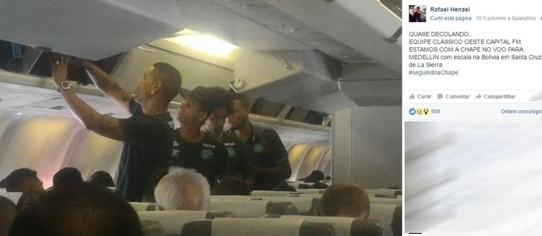 Jornalista registra última imagem da Chapecoense antes de acidente de avião