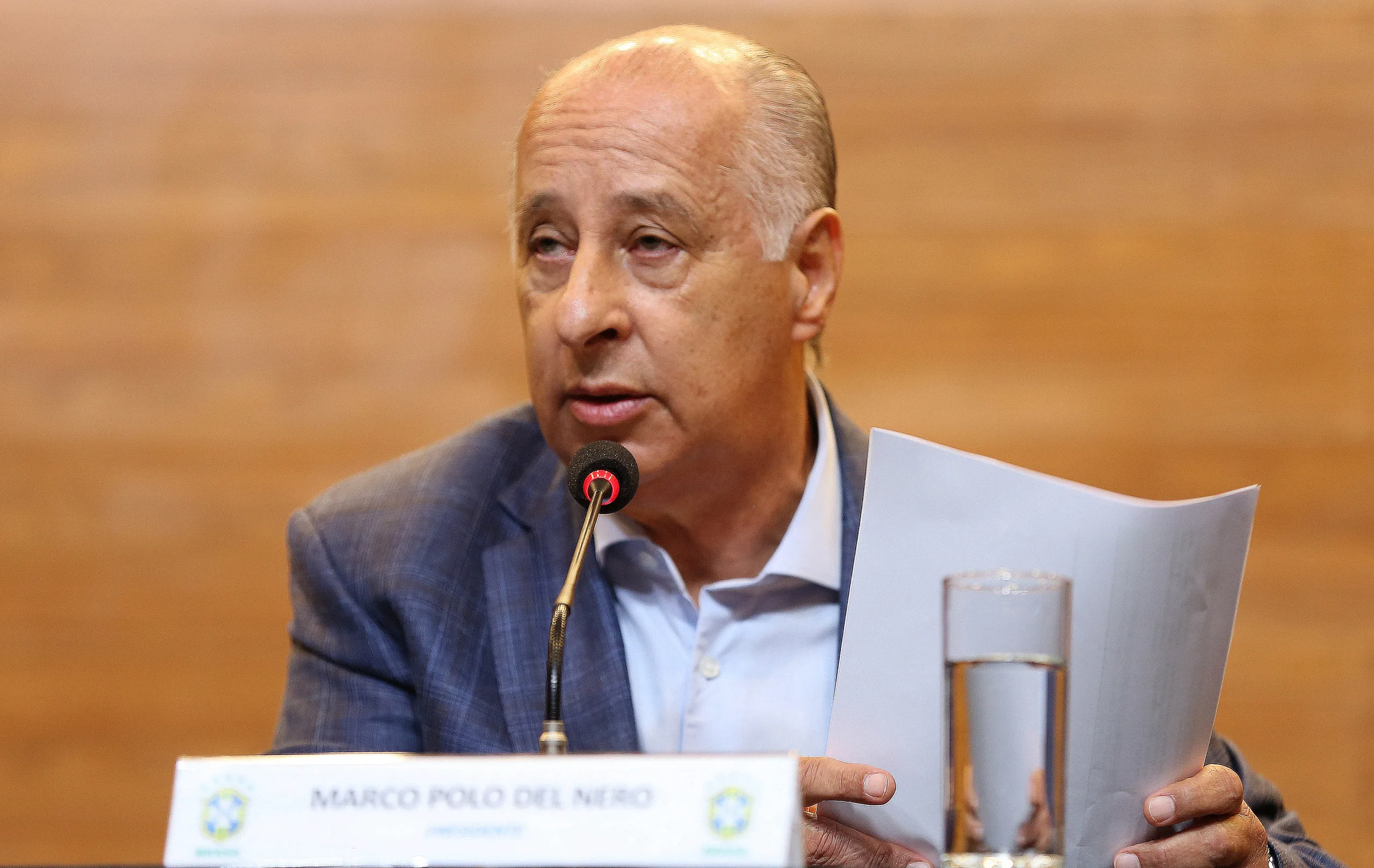 O presidente da Confederação Brasileira de Futebol (CBF), Marco Polo Del Nero, durante coletiva na sede da CBF, na Barra da Tijuca, Rio de Janeiro (Divulgação Rafael Ribeiro / Confederação Brasileira de Futebol – CBF)