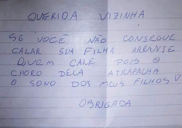 'Não há como calar um bebê', diz mãe do ES que recebeu bilhete de vizinha sobre choro da filha