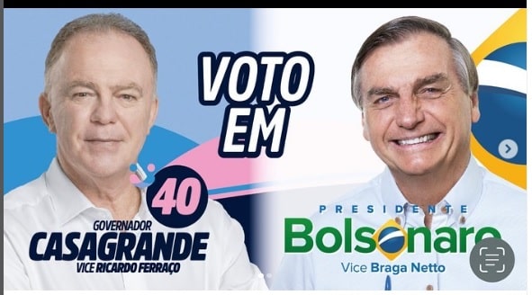 Casagrande e Bolsonaro juntos? Aliados do governador pedem voto para os dois nas redes sociais