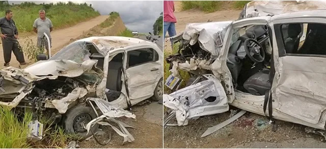 Acidente entre carro e carreta deixa um morto e dois feridos em Barra de São Francisco