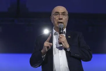 O ex-ministro Henrique Meirelles durante convenção do MDB em Brasília.