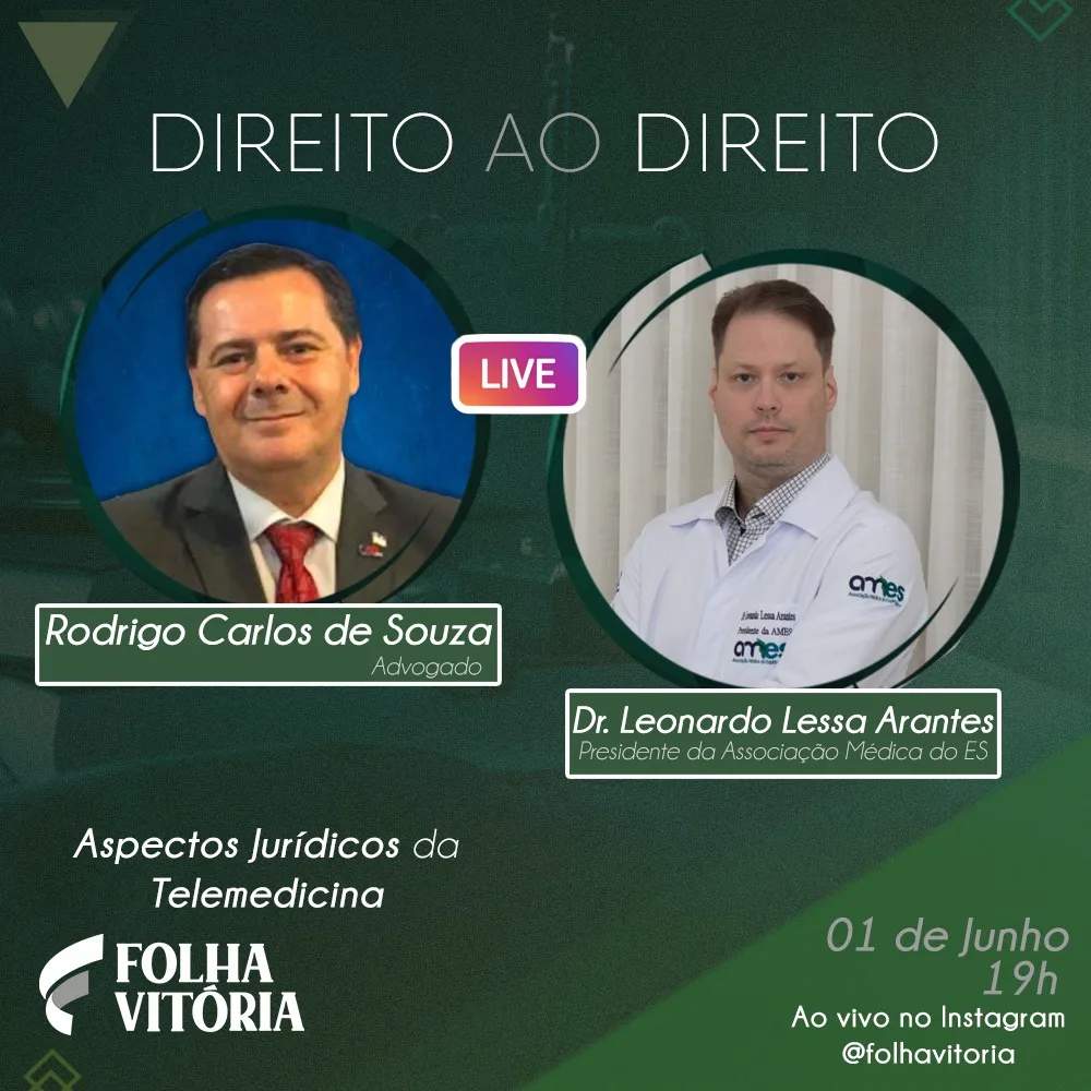 Live do Folha Vitória: especialistas explicam os aspectos jurídicos da telemedicina nesta segunda-feira