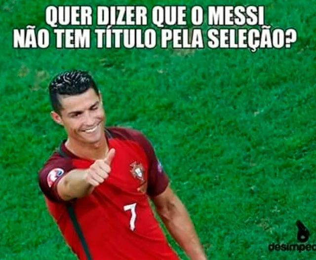 Guerra de memes: título de Portugal na Euro esquenta a disputa entre CR7 e Messi na web