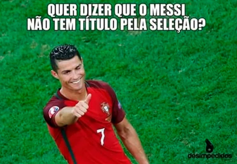 Guerra de memes: título de Portugal na Euro esquenta a disputa entre CR7 e Messi na web