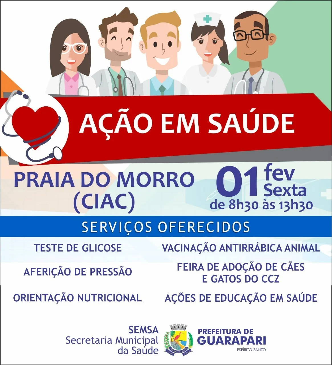 Ação de saúde oferece atendimento gratuito amanhã (01) em Guarapari