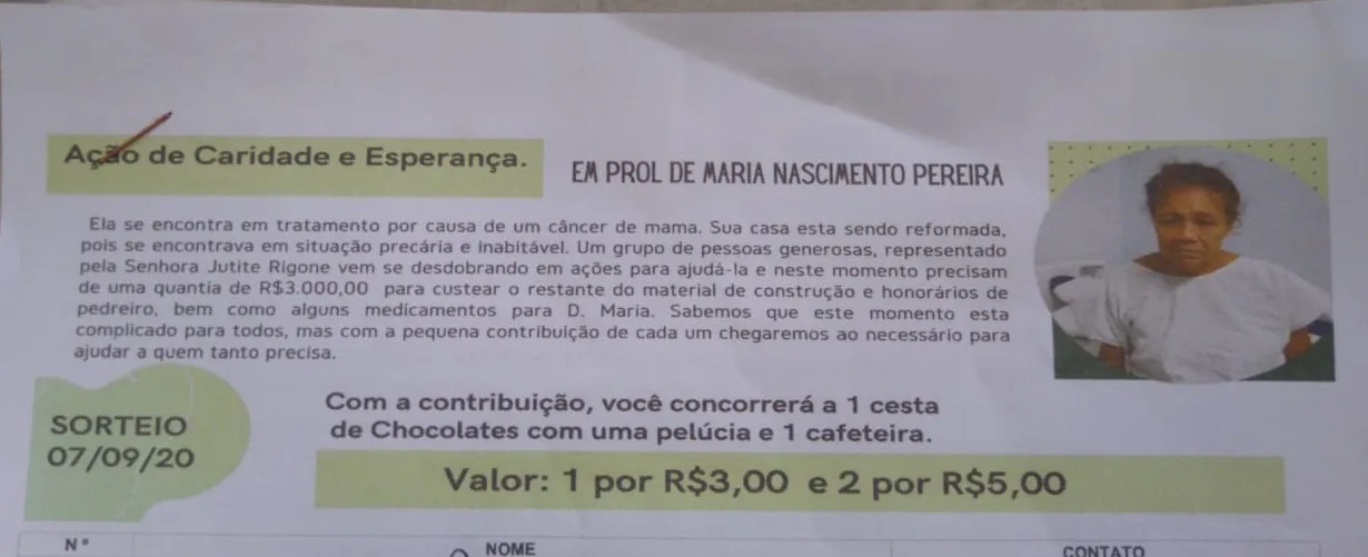 Vizinhos criam rifa para ajudar moradora de Guarapari que enfrenta câncer de mama