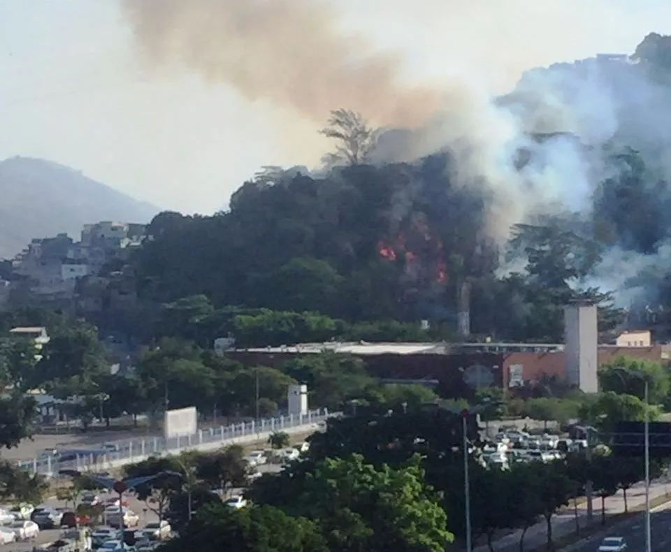 Incêndio atinge área de vegetação em morro no bairro Jesus de Nazareth