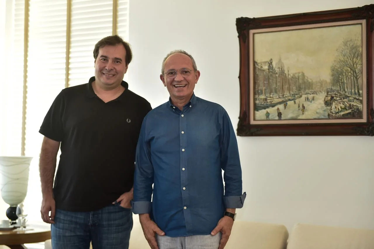 Hartung recebe visita do presidente da Câmara dos Deputados, Rodrigo Maia