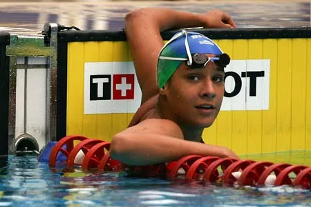 RIO DE JANIERO, BRAZIL – JULY 19: Joanna Maranhao of Brazil finishes first in her heat in the 200m Individual Medley semifinal during the 2007 XV Pan American Games at the Aquatic Park on July 19, 2007 in Rio de Janeiro, Brazil. (Photo by Harry How/Getty Images) *** Local Caption *** Joanna Maranhao