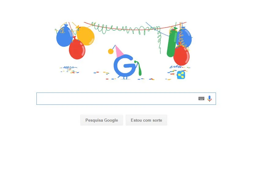 Doodle celebra o Aniversário de 18 anos do Google