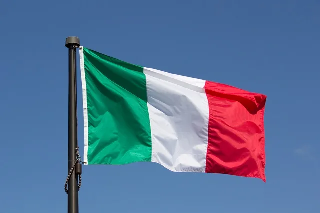 Italian Flag blowing in the wind.