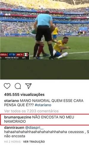 Bruna Marquezine dá bronca em jogador que pisou em Neymar