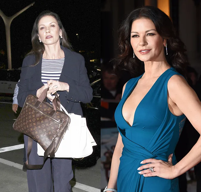 Catherine Zeta-Jones é flagrada em aeroporto com aparência envelhecida