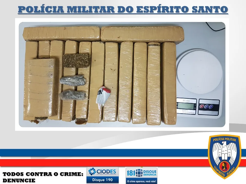 Homem é preso com 14 tabletes de maconha na Serra