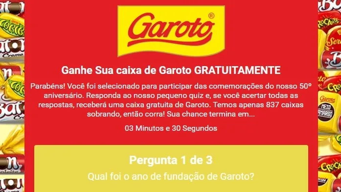 Falsa promoção circula no Whatsapp e promete caixas de bombons