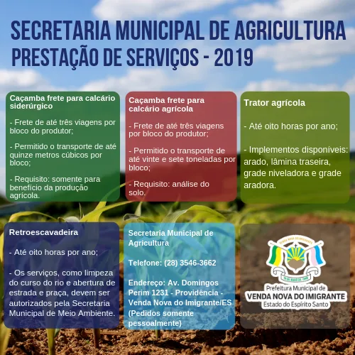 Secretaria Municipal de Agricultura anuncia novos serviços para produtores rurais