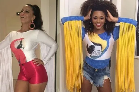 Viviane Araújo e Juliana Alves usam looks iguais em ensaio de Carnaval