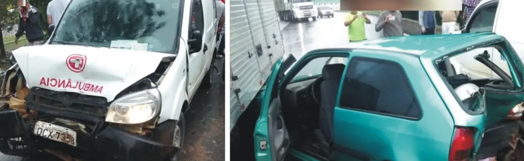 Ambulância provoca acidente em Marechal Floriano e envolve três veículos