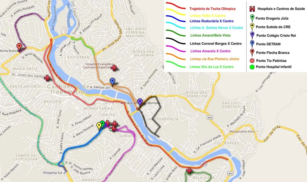 Linhas de ônibus terão alteração durante passagem da Tocha Olímpica por Cachoeiro. Confira!