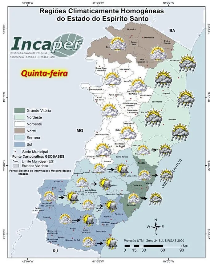 Sol entre muitas nuvens e pancadas de chuva a partir desta quinta-feira no Estado