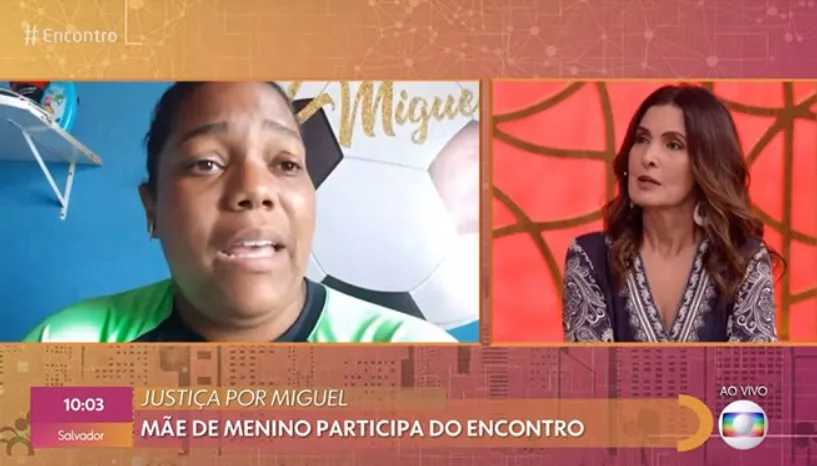 Fátima Bernardes não segura a emoção e chora ao vivo com depoimento da mãe do menino Miguel