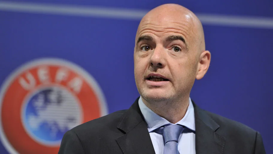 NYON, SWITZERLAND – JULY 03: UEFA General Secretary Gianni Infantino speaks during the UEFA 2014/15 Futsal Cup Preliminary and Main Round Draw at the UEFA headquarters, The House of European Football, on July 3, 2014 in Nyon, Switzerland. (Photo by Harold Cunningham/Getty Images for UEFA)