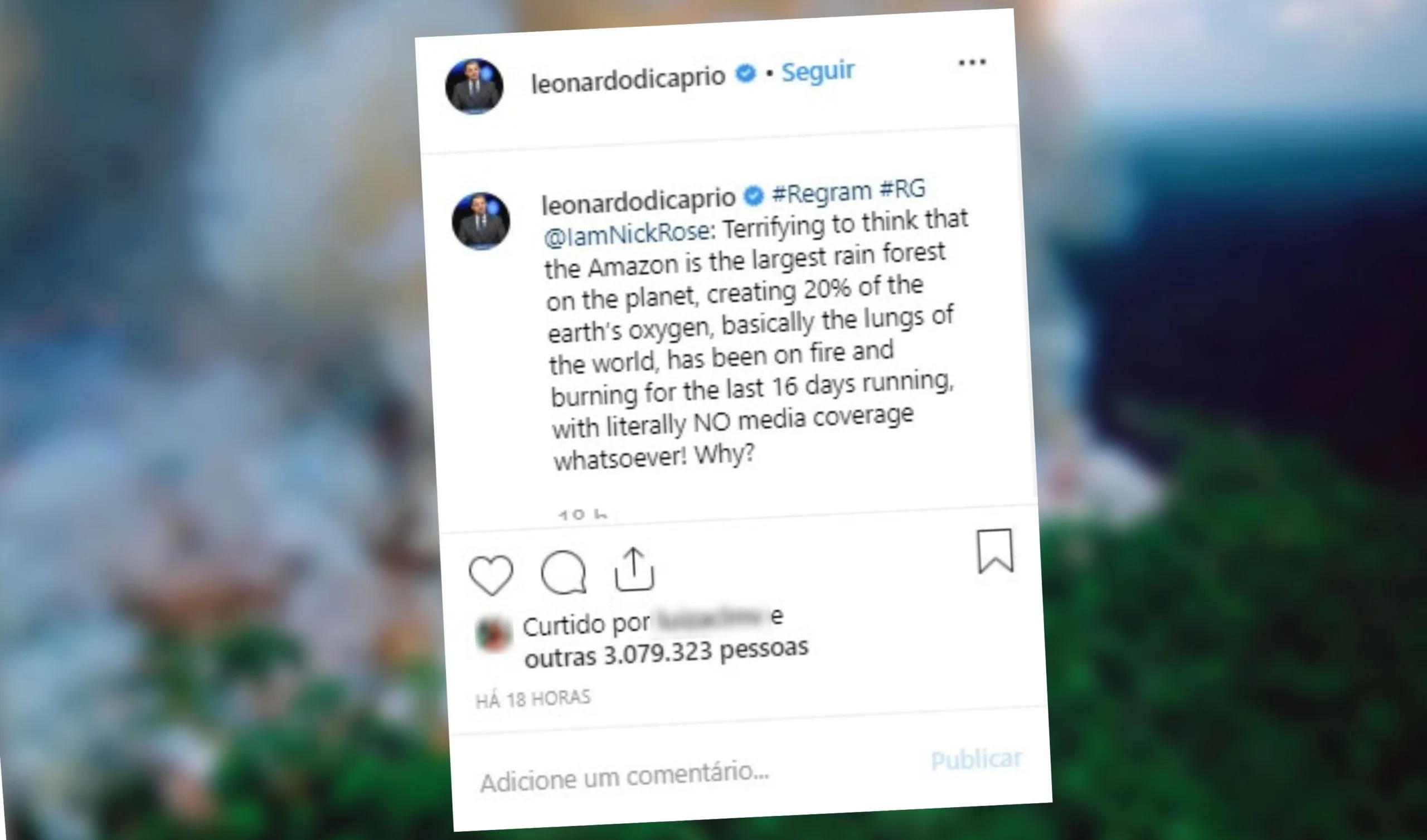 Leonardo DiCaprio e Kim Kardashian mostram indignação com queimadas na Amazônia