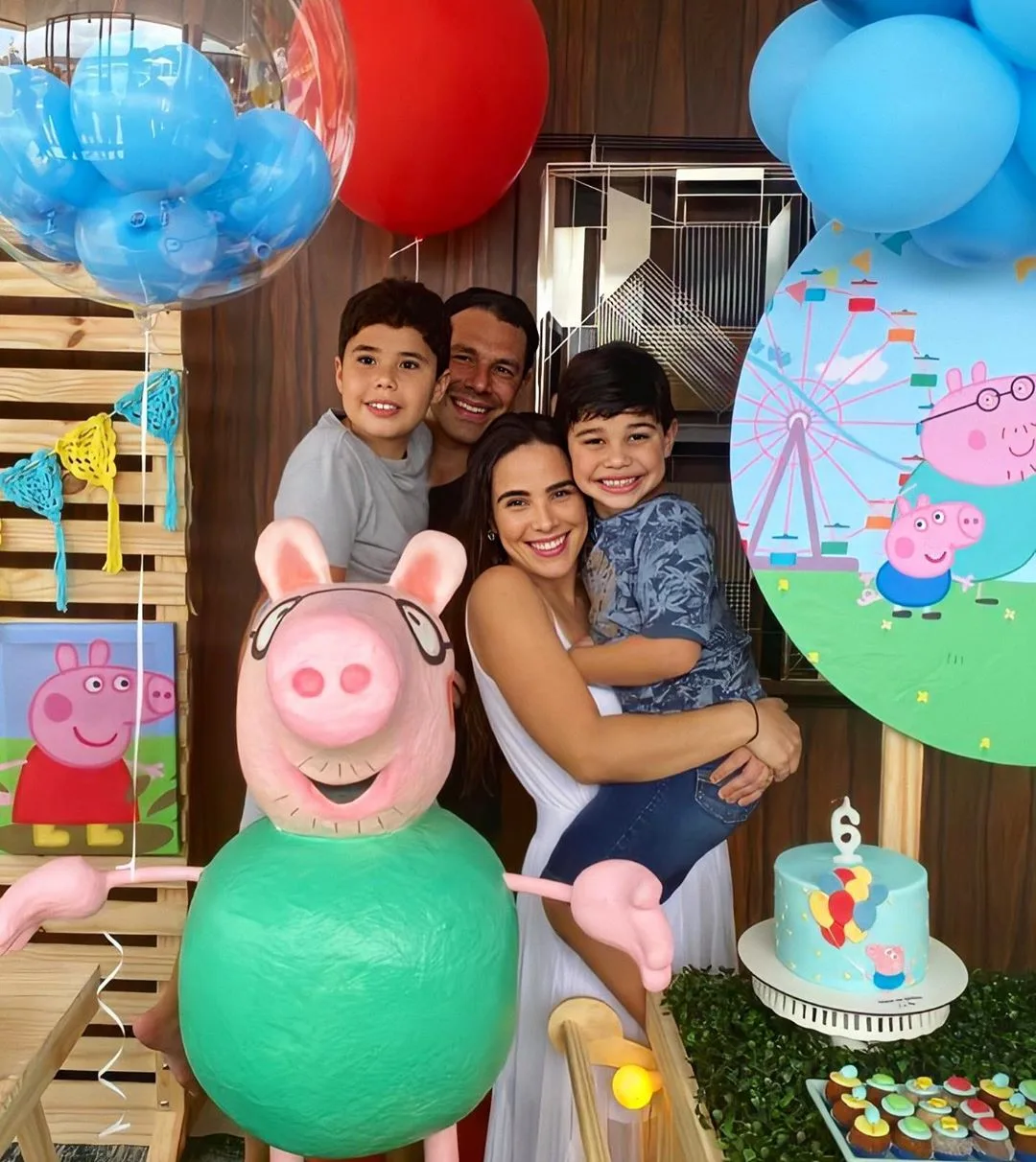 Wanessa Camargo monta escorregador e cama elástica no jardim de casa para celebrar aniversário do filho