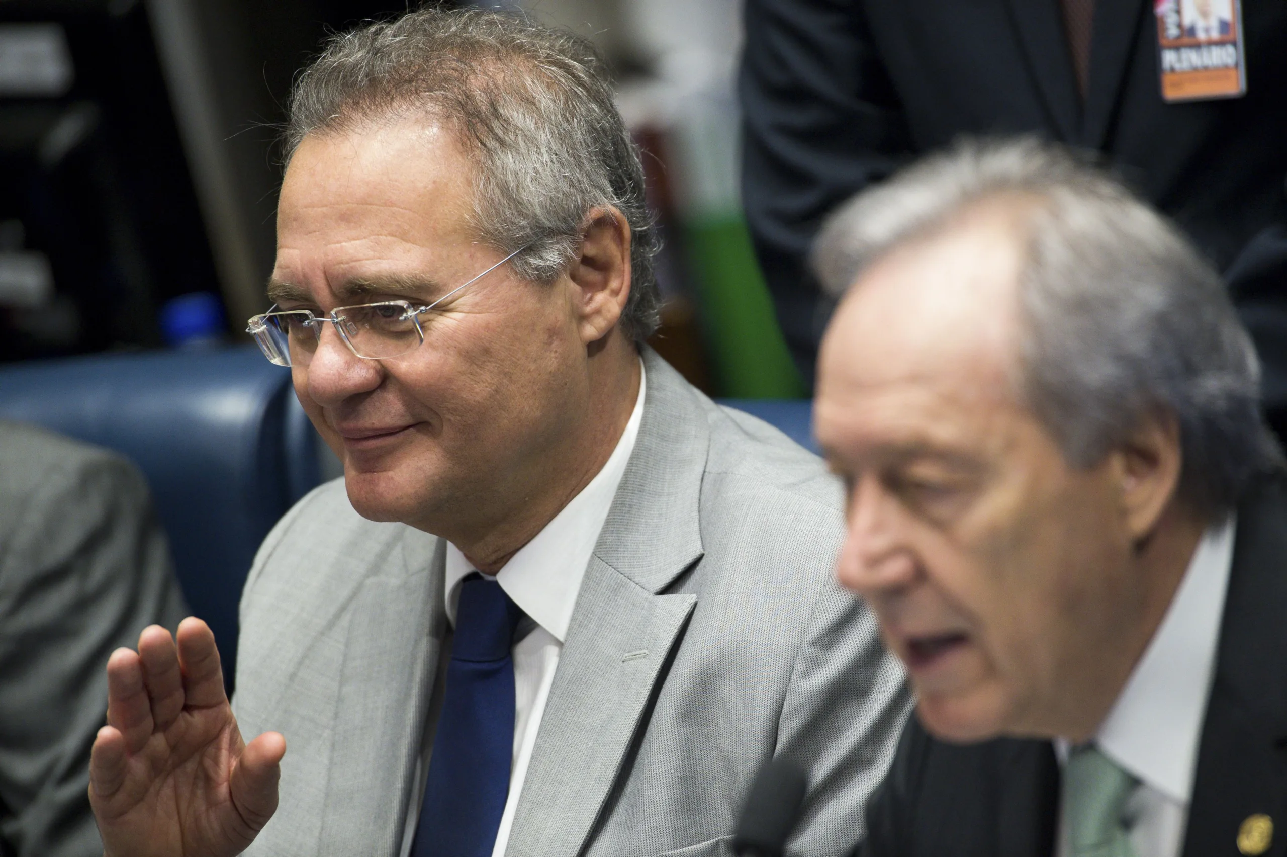 Brasília – O presidente do Senado, Renan Calheiros, e o presidente do Supremo Tribunal Federal, Ricardo Lewandowski, durante o primeiro dia da sessão de julgamento do impeachment da Presidente afastada, Dilma Rousseff. (Marcelo Camargo/Agência Brasil)