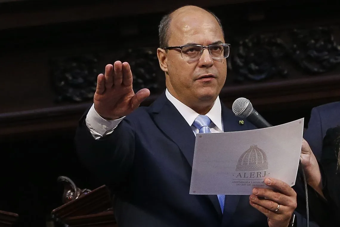 Rio de Janeiro – O governador Wilson Witzel toma posse na Assembleia Legislativa do Estado do Rio de Janeiro (Alerj) na manhã de hoje (1). (Foto: Tomaz Silva/Agência Brasil)