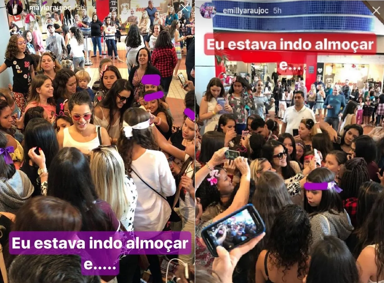 Emilly e Mayla cometem gafe ao serem tietadas por fãs Larissa Manoela