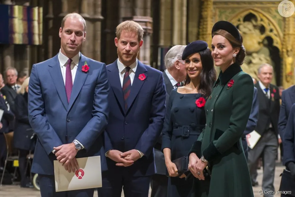 Príncipe Harry, Meghan Markle, príncipe William e Kate Middleton irão se reunir em evento pela primeira vez desde julho