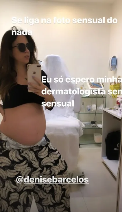 Tatá Werneck tira vestido no médico e mostra o barrigão: 'sendo sensual'