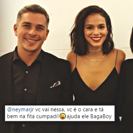 Jornalista posta foto com Bruna Marquezine e Neymar curte legenda da publicação