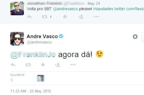 André Vasco rescinde com a Band e seguidor pede para ele voltar a antiga emissora