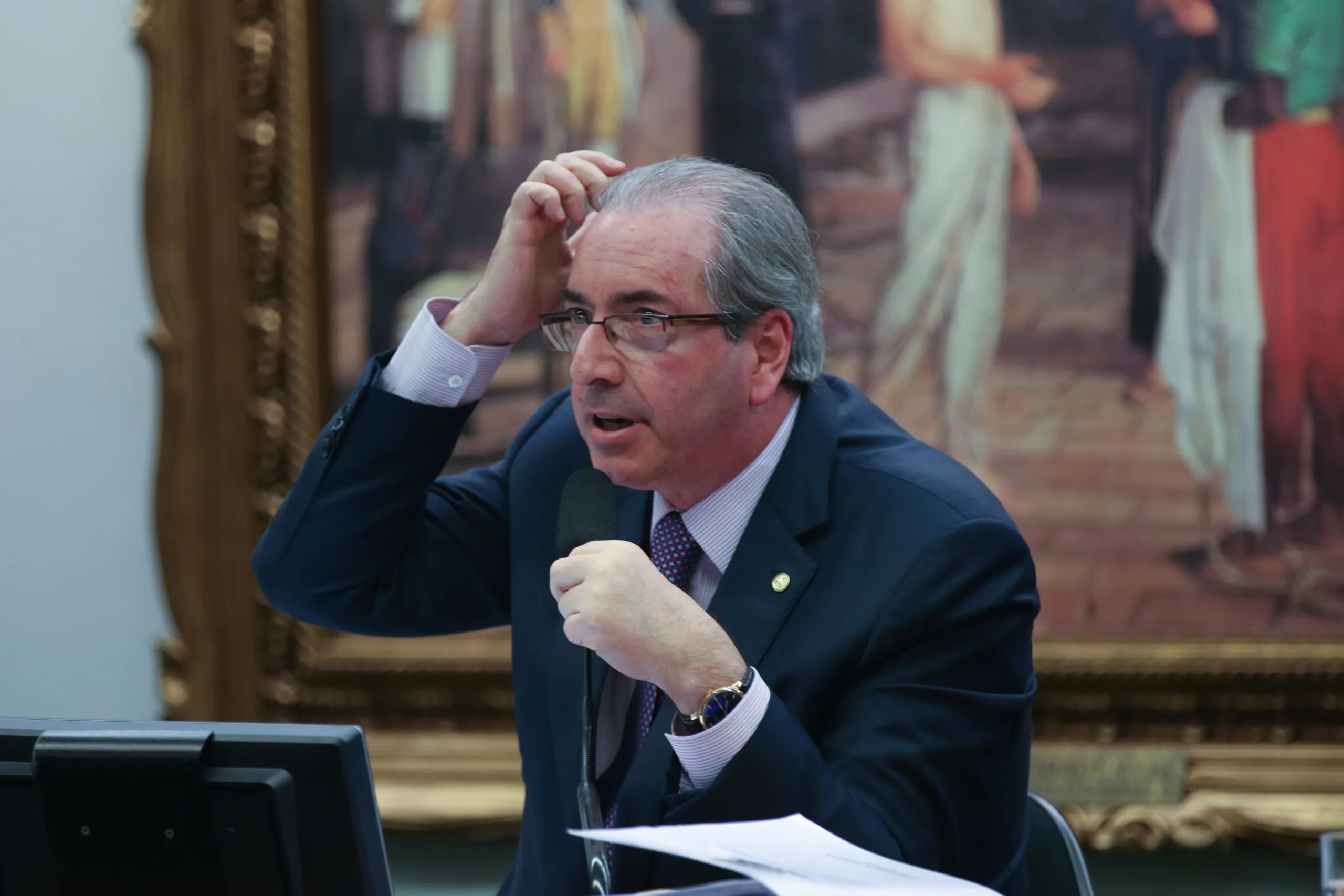 Brasília – O deputado Eduardo Cunha começou sua defesa na Comissão de Constituição e Justiça da Câmara dizendo que o processo de cassação contra ele teve motivação política (Fabio Rodrigues Pozzebom/Agência Brasil)