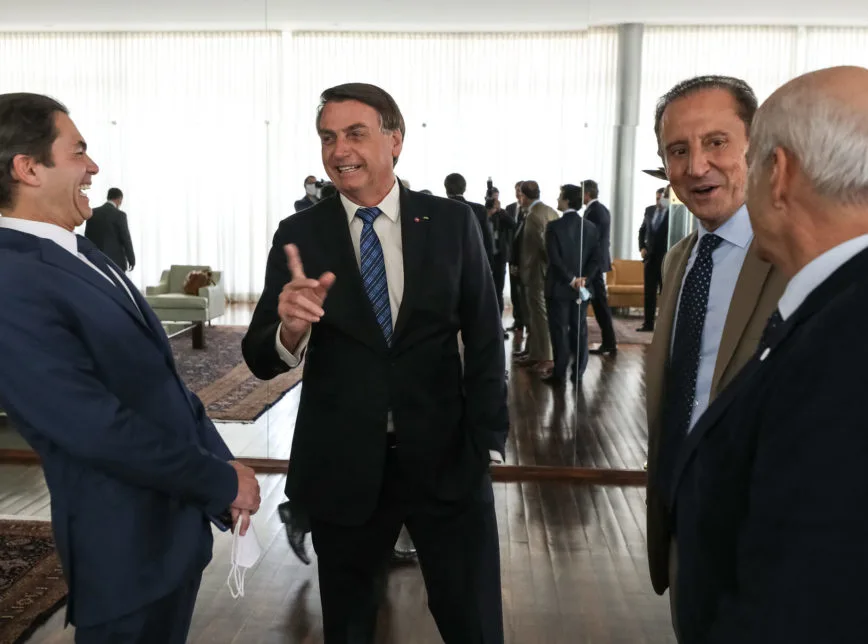 (Brasília – DF, 03/07/2020) Presidente da República Jair Bolsonaro, durante encontro com o senhor Paulo Skaf, Presidente da Federação das Indústrias do Estado de São Paulo – FIESP, e empresários. Foto: Marcos Corrêa/PR