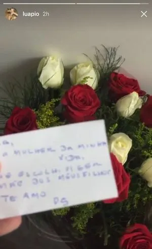 Reconciliação? Luana Piovani recebe flores de Pedro Scooby