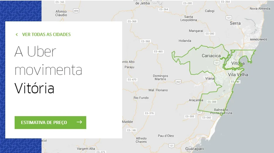 Uber lança site para Vitória e convida capixabas a fazer cadastro