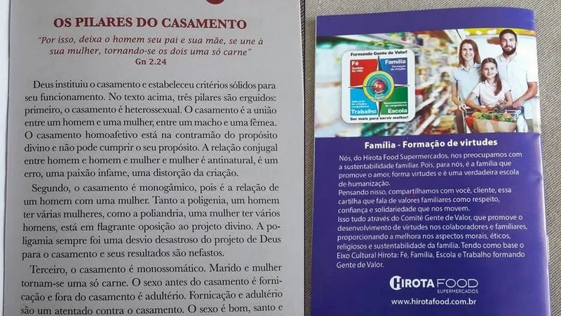 Panfleto de supermercado critica casamento gay e pede submissão da mulher