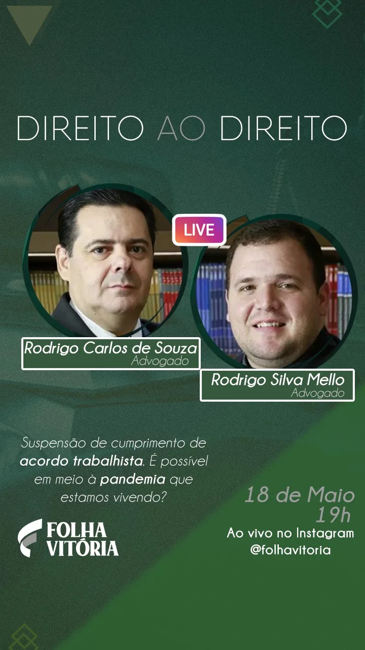 Mudanças nos contratos de trabalho durante a pandemia é tema da live 'Direito ao Direito' desta segunda-feira