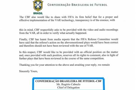 CBF erra o próprio nome em assinatura de carta enviada à Fifa