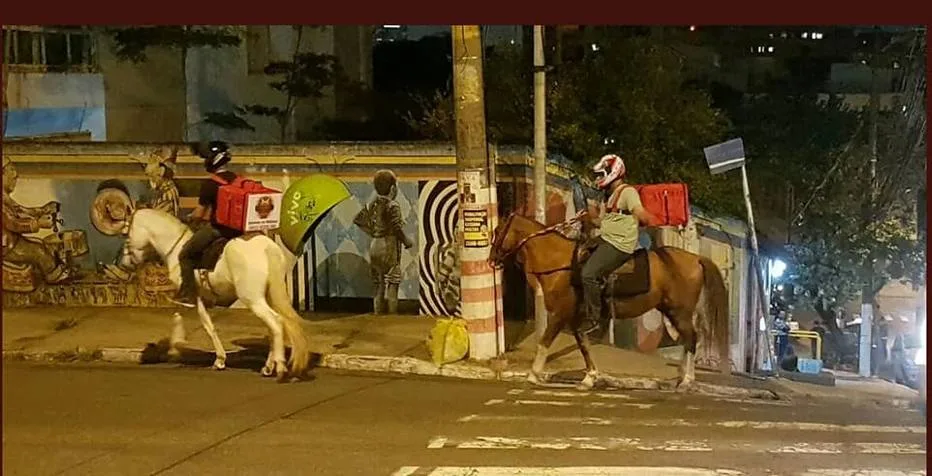 Com crise dos combustíveis, estabelecimentos 'fazem entrega' a cavalo