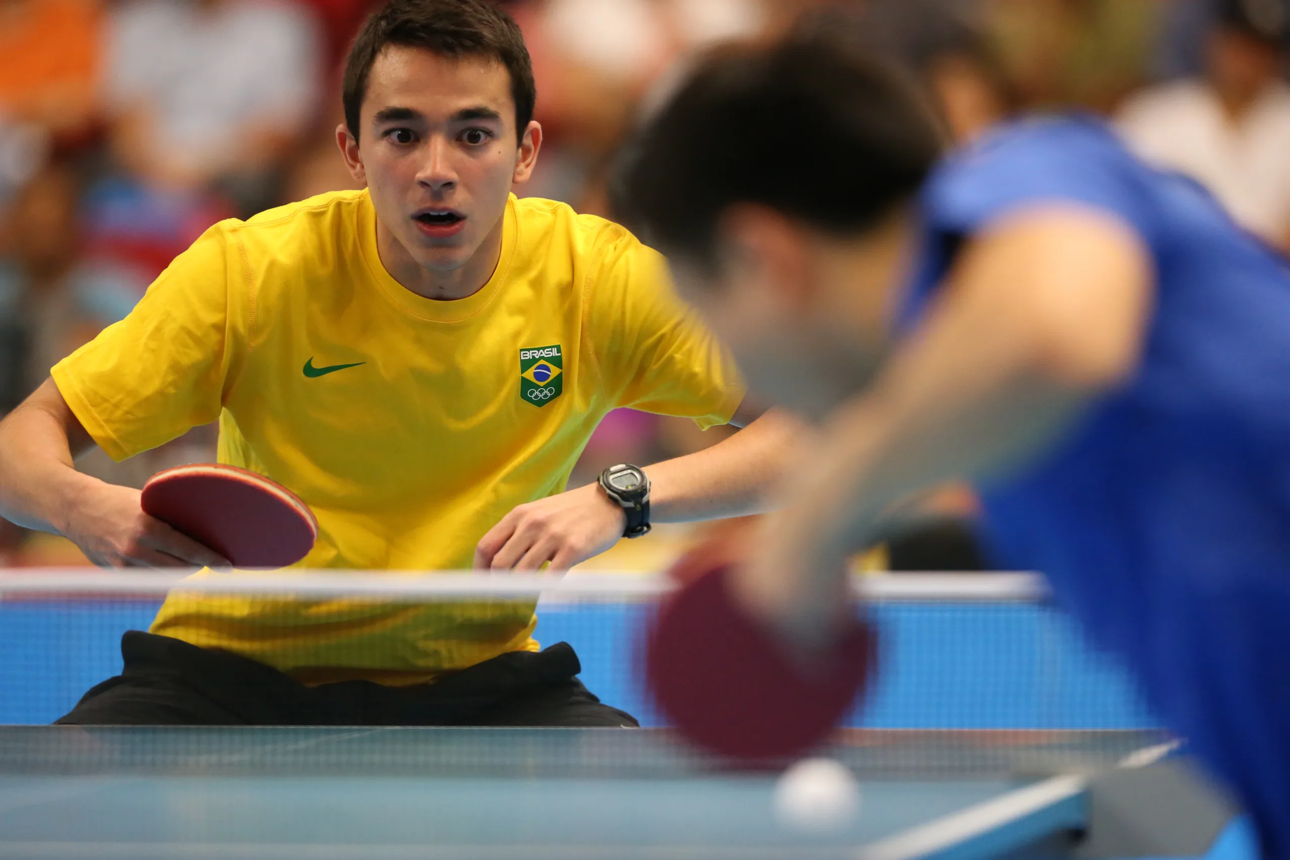 Hugo Calderano (BRA) contra Gustavo Tsuboi (BRA) durante conquista de medalha de ouro. Centro Pan Americano de Markham Atos. 25/07/2015. Jogos Pan Americanos de Toronto, Canada. Foto: Saulo Cruz/Exemplus/COB