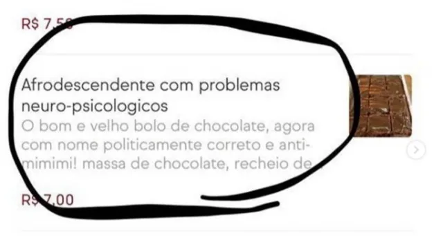 Restaurante anuncia sobremesa com nome polêmico e é acusado de racismo nas redes sociais