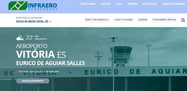 Aeroporto de Vitória é fechado para pousos e decolagens por conta da chuva